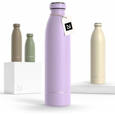 LARS NYSØM Garrafa de aço inoxidável Garrafa isolada de 0,75 l, cantil à prova de fugas, 0,75 litros para desportos, bicicleta, cão (lavanda roxa, 750 ml) LARS NYSØM Garrafa de aço inoxidável Garrafa isolada de 0,75 l, cantil à prova de fugas, 0,75 litros para desportos, bicicleta, cão (lavanda roxa, 750 ml)