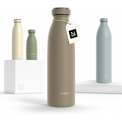LARS NYSØM Garrafa de Aço Inoxidável Garrafa isolada 0,5l Cantil de 0,5 litros à prova de fugas para desportos, bicicleta, cão (Taupe Brown, 500ml) LARS NYSØM Garrafa de Aço Inoxidável Garrafa isolada 0,5l Cantil de 0,5 litros à prova de fugas para desportos, bicicleta, cão (Taupe Brown, 500ml)