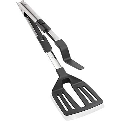 Leifheit Espátula-pinça 2 em 1, feita de aço inoxidável e nylon termorresistente (até 160º), para fritar ou cozinhar, pinça para girar os filetes Cambio rápido de espátula a pinza con 1 mano, puntas de nailon hasta 160 °C, apta para sartenes antiadheren Leifheit Espátula-pinça 2 em 1, feita de aço inoxidável e nylon termorresistente (até 160º), para fritar ou cozinhar, pinça para girar os filetes Cambio rápido de espátula a pinza con 1 mano, puntas de nailon hasta 160 °C, apta para sartenes antiadheren