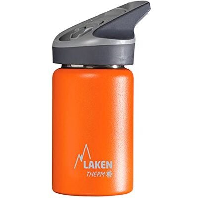 LAKEN Jannu Garrafa térmica de aço inoxidável 18/8 e parede dupla a vácuo, unissexo para adulto, laranja, 350 ml LAKEN Jannu Garrafa térmica de aço inoxidável 18/8 e parede dupla a vácuo, unissexo para adulto, laranja, 350 ml