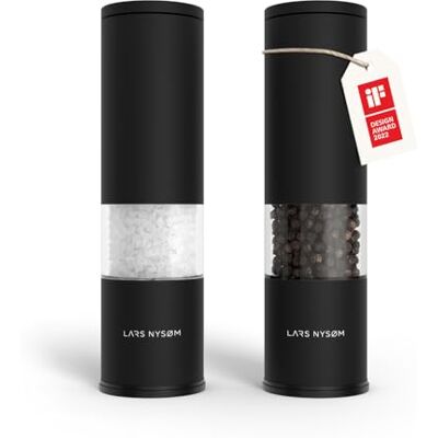 LARS NYSØM Conjunto de 2 moinhos de sal e pimenta manuais com moinho de cerâmica ajustável de grosso a fino Conjunto de moinhos de especiarias de design (Carbon Black) LARS NYSØM Conjunto de 2 moinhos de sal e pimenta manuais com moinho de cerâmica ajustável de grosso a fino Conjunto de moinhos de especiarias de design (Carbon Black)