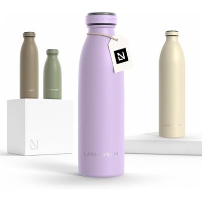 LARS NYSØM Garrafa de aço inoxidável Garrafa isolada de 0,5 l, cantil de 0,5 litros, à prova de fugas, para desportos, bicicleta, cão (lavanda roxo, 500 ml) LARS NYSØM Garrafa de aço inoxidável Garrafa isolada de 0,5 l, cantil de 0,5 litros, à prova de fugas, para desportos, bicicleta, cão (lavanda roxo, 500 ml)