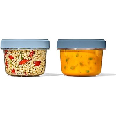 OXO Good Grips Twist & Stack, 550 ml, embalagem de 2 Anti-fugas, hermético, resistente a manchas, empilhável, fácil de limpar, com tampas universais OXO Good Grips Twist & Stack, 550 ml, embalagem de 2 Anti-fugas, hermético, resistente a manchas, empilhável, fácil de limpar, com tampas universais