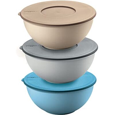Fratelli Guzzini Guzzini Kitchen Active Design - Conjunto de 3 tigelas com tampa - Ø 16 x v 20,5 cm - Tigela Fratelli Guzzini Guzzini Kitchen Active Design - Conjunto de 3 tigelas com tampa - Ø 16 x v 20,5 cm - Tigela