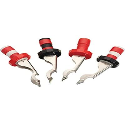 KitchenCraft Tampões de garrafa de alavanca, conjunto de 4 tampas de vinho de aço inoxidável/plástico com estapador de cerveja incorporado, multicolorido, 3,5 x 3,5 x 10 cm KitchenCraft Tampões de garrafa de alavanca, conjunto de 4 tampas de vinho de aço inoxidável/plástico com estapador de cerveja incorporado, multicolorido, 3,5 x 3,5 x 10 cm