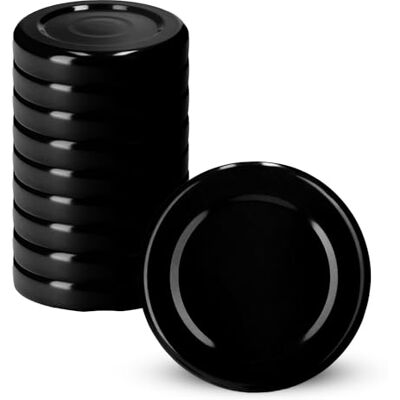 KADAX Tampas de rosca Fi48 mm, conjunto de tampas de metal, tampas de substituição para frascos e garrafas, tampas com 4 dentes de bloqueio para frascos (preto, 10 unidades) KADAX Tampas de rosca Fi48 mm, conjunto de tampas de metal, tampas de substituição para frascos e garrafas, tampas com 4 dentes de bloqueio para frascos (preto, 10 unidades)