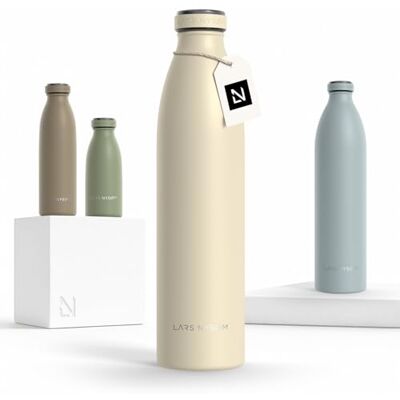 LARS NYSØM Garrafa de Aço Inoxidável Garrafa isolada 1l Cantil de 1 litro à prova de fugas para desportos, bicicleta, cão (Almond Beige, 1000ml) LARS NYSØM Garrafa de Aço Inoxidável Garrafa isolada 1l Cantil de 1 litro à prova de fugas para desportos, bicicleta, cão (Almond Beige, 1000ml)