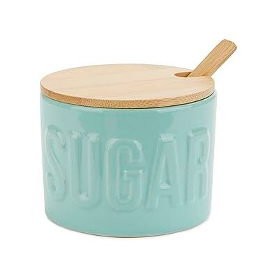 Balvi Açucareiro Sugar cor turquesa recipiente elegante para armazenar açúcar cerâmica/bambu 7,4 x 9,5 Balvi Açucareiro Sugar cor turquesa recipiente elegante para armazenar açúcar cerâmica/bambu 7,4 x 9,5