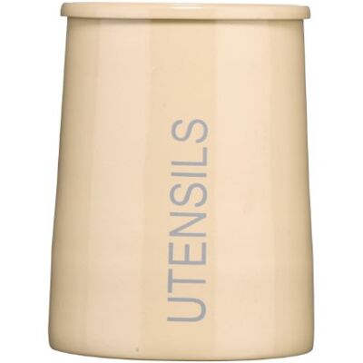 Premier Housewares Caneca para utensílios de cozinha, aço inoxidável esmaltado, cónico, cor creme Premier Housewares Caneca para utensílios de cozinha, aço inoxidável esmaltado, cónico, cor creme