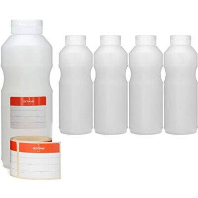 Octopus 5 frascos espremíveis de 500 ml, frascos doseadores com tampa rebatível e abertura de silicone, frascos de ketchup ou frascos de molho, incl. etiquetas de etiquetagem Octopus 5 frascos espremíveis de 500 ml, frascos doseadores com tampa rebatível e abertura de silicone, frascos de ketchup ou frascos de molho, incl. etiquetas de etiquetagem