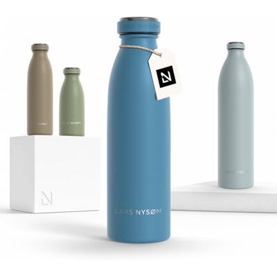 LARS NYSØM Garrafa de Aço Inoxidável Garrafa isolada 0,5l Cantimplora de 0,5 litros à prova de fugas para desporto, bicicleta, cão (Azul Calypso, 500ml) LARS NYSØM Garrafa de Aço Inoxidável Garrafa isolada 0,5l Cantimplora de 0,5 litros à prova de fugas para desporto, bicicleta, cão (Azul Calypso, 500ml)
