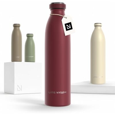 LARS NYSØM Garrafa de aço inoxidável, Garrafa isolada de 0,75 l, à prova de fugas, para desportos, bicicleta, cão (Berry Red, 750 ml) LARS NYSØM Garrafa de aço inoxidável, Garrafa isolada de 0,75 l, à prova de fugas, para desportos, bicicleta, cão (Berry Red, 750 ml)