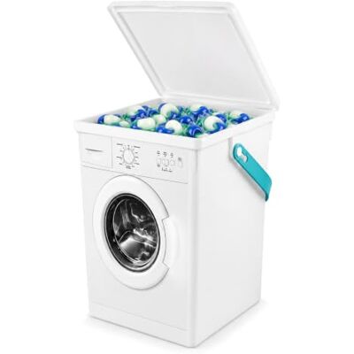 com-four ® Recipiente para detergente feito de plástico reciclado, caixa de armazenamento com tampa para guardar detergente, comprimidos, discos e dose única com-four ® Recipiente para detergente feito de plástico reciclado, caixa de armazenamento com tampa para guardar detergente, comprimidos, discos e dose única