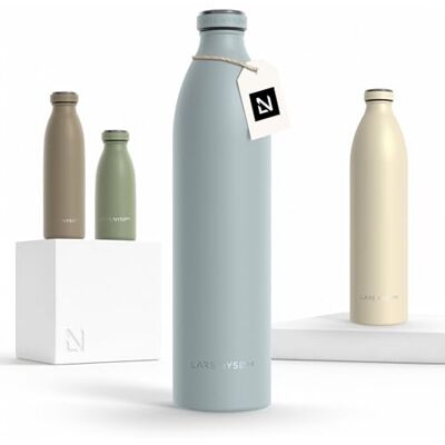 LARS NYSØM Garrafa de Aço Inoxidável Garrafa isolada 1,5l Cantil de 1,5 litros à prova de fugas para desporto, bicicleta, cão (Azul Celeste, XL 1500ml) LARS NYSØM Garrafa de Aço Inoxidável Garrafa isolada 1,5l Cantil de 1,5 litros à prova de fugas para desporto, bicicleta, cão (Azul Celeste, XL 1500ml)