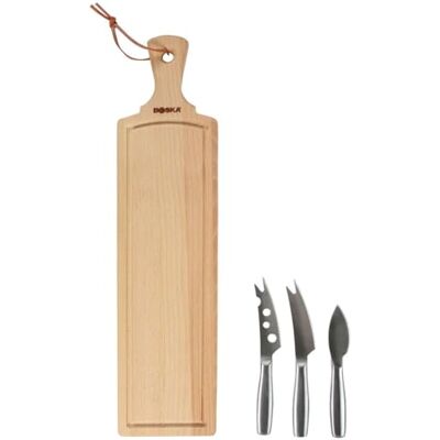 BOSKA Conjunto de queijos amigo / tábua de queijo/inclui facas de queijo/para todos os tipos de queijo/castanho/prateado/44,5 cm BOSKA Conjunto de queijos amigo / tábua de queijo/inclui facas de queijo/para todos os tipos de queijo/castanho/prateado/44,5 cm