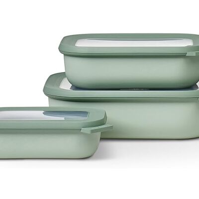 Mepal Multi Bowl Cirqula retangular 3 peças caixa de armazenamento de alimentos com tampa caixa de armazenamento hermética para frigorífico e micro-ondas, 500 ml, 1000 ml e 2000 ml Nordic sage Mepal Multi Bowl Cirqula retangular 3 peças caixa de armazenamento de alimentos com tampa caixa de armazenamento hermética para frigorífico e micro-ondas, 500 ml, 1000 ml e 2000 ml Nordic sage