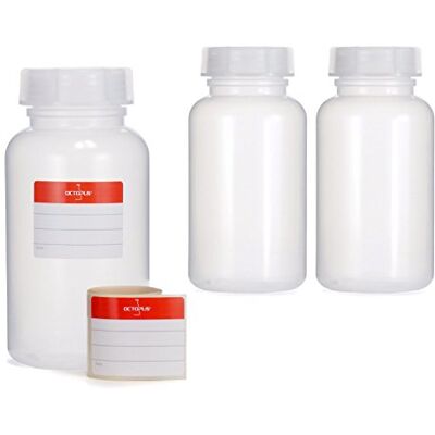 Octopus 3 x 5 frascos de LDPE com rosca, garrafa química kalien para garrafa, laboratório com tampa como recipiente de armazenamento para laboratório, cozinha ou passatempo, transparente, 3 x 500 ml Octopus 3 x 5 frascos de LDPE com rosca, garrafa química kalien para garrafa, laboratório com tampa como recipiente de armazenamento para laboratório, cozinha ou passatempo, transparente, 3 x 500 ml
