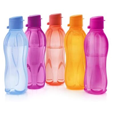 Tupperware Brand Eco Garrafa de água reutilizável pequena, 500 ml, embalagem de 5, adequada para máquina de lavar louça e sem BPA, leve e à prova de fugas, ideal para viagens, ginásio e atividades ao ar livre Tupperware Brand Eco Garrafa de água reutilizável pequena, 500 ml, embalagem de 5, adequada para máquina de lavar louça e sem BPA, leve e à prova de fugas, ideal para viagens, ginásio e atividades ao ar livre