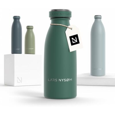 LARS NYSØM Garrafa de Aço Inoxidável Garrafa isolada de 350ml Cantil à prova de vazamentos para esportes, bicicleta, cão (Verde Pinho, 350ml) LARS NYSØM Garrafa de Aço Inoxidável Garrafa isolada de 350ml Cantil à prova de vazamentos para esportes, bicicleta, cão (Verde Pinho, 350ml)