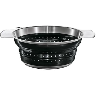 RÖSLE Coador dobrável, escorredor para legumes, salada ou massas, aço inoxidável 18/10, silicone, prata/preto, máquina de lavar louça, 24 cm RÖSLE Coador dobrável, escorredor para legumes, salada ou massas, aço inoxidável 18/10, silicone, prata/preto, máquina de lavar louça, 24 cm