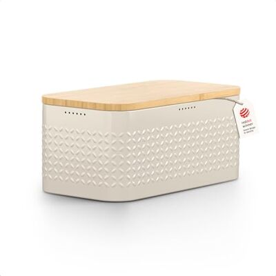 LARS NYSØM Panera Paneiras para guardar o pão metal caixa de pão 34,5 x 18,5 x 15,8 cm aço inoxidável perneiras tampa de bambu adaptável como tábua de cortar com almofadas LARS NYSØM Panera Paneiras para guardar o pão metal caixa de pão 34,5 x 18,5 x 15,8 cm aço inoxidável perneiras tampa de bambu adaptável como tábua de cortar com almofadas