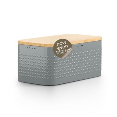 LARS NYSØM Panera Paneiras para guardar o pão metal caixa de pão 34,5 x 18,5 x 15,8 cm aço inoxidável perneiras tampa de bambu adaptável como tábua de cortar com almofadas LARS NYSØM Panera Paneiras para guardar o pão metal caixa de pão 34,5 x 18,5 x 15,8 cm aço inoxidável perneiras tampa de bambu adaptável como tábua de cortar com almofadas