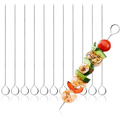 com-four ® 12 escovas de aço inoxidável- Espetos de 24 cm de comprimento Espetos de churrasco para carne, peixe e legumes (12 peças 24 cm) com-four ® 12 escovas de aço inoxidável- Espetos de 24 cm de comprimento Espetos de churrasco para carne, peixe e legumes (12 peças 24 cm)