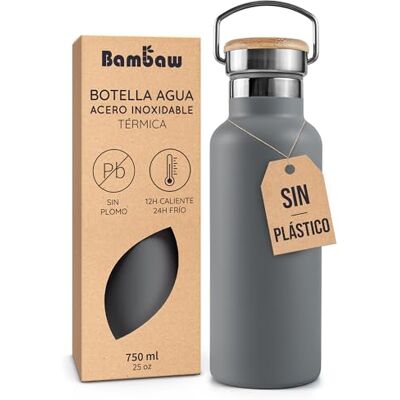 Bambaw Garrafa térmica de 750 ml, garrafa de água de aço inoxidável para trabalho, escola ou ginásio, cantil de aço inoxidável isotérmico de parede dupla, agrafador de água inoxidável com pega (cinzento antracite) Bambaw Garrafa térmica de 750 ml, garrafa de água de aço inoxidável para trabalho, escola ou ginásio, cantil de aço inoxidável isotérmico de parede dupla, agrafador de água inoxidável com pega (cinzento antracite)