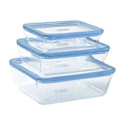 PYREX Zero Plastic Conjunto de 3 caixas retangulares de vidro de borossilicato – Tampas de vidro – Compatível com forno – Fabricado na França (1 x 0,8 L + 1 x 1,5 L + 1 x 2,6 L) PYREX Zero Plastic Conjunto de 3 caixas retangulares de vidro de borossilicato – Tampas de vidro – Compatível com forno – Fabricado na França (1 x 0,8 L + 1 x 1,5 L + 1 x 2,6 L)