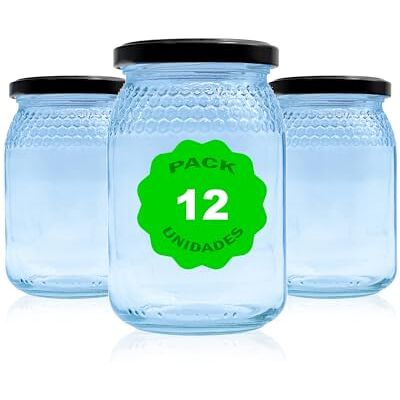 Generic Embalagem de 12 frascos para mel com tampa incluída; armazenamento de mel; conserva de mel; preservação hermética de mel. (Preto, 1/2 kg) Generic Embalagem de 12 frascos para mel com tampa incluída; armazenamento de mel; conserva de mel; preservação hermética de mel. (Preto, 1/2 kg)