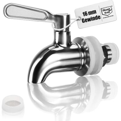 com-four ® Torneira de aço inoxidável 304 (rosca 16 mm) com conjunto – substituição para dispensador de bebidas, kombuchá, sumo, cerveja, vinho, anticorrosão, uso alimentar com-four ® Torneira de aço inoxidável 304 (rosca 16 mm) com conjunto – substituição para dispensador de bebidas, kombuchá, sumo, cerveja, vinho, anticorrosão, uso alimentar