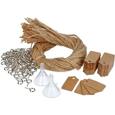 com-four ® 100x Conjuntos de acessórios para encher, decorar e pendurar frascos de especiarias com rolhas para mini garrafas de vidro e bricolagem (100 peças acessórios) com-four ® 100x Conjuntos de acessórios para encher, decorar e pendurar frascos de especiarias com rolhas para mini garrafas de vidro e bricolagem (100 peças acessórios)