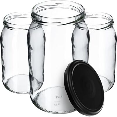 KADAX Frascos de vidro para conservas (900 ml, com tampa de rosca, 48 unidades), preto mate KADAX Frascos de vidro para conservas (900 ml, com tampa de rosca, 48 unidades), preto mate