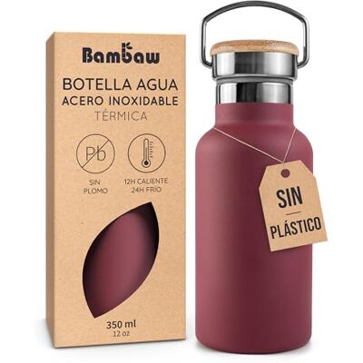 Bambaw Garrafa térmica de 350 ml, garrafa de água vermelha, garrafa de água de aço inoxidável para crianças, garrafa reutilizável de água, garrafa de água para crianças sem BPA, vermelho cereja Bambaw Garrafa térmica de 350 ml, garrafa de água vermelha, garrafa de água de aço inoxidável para crianças, garrafa reutilizável de água, garrafa de água para crianças sem BPA, vermelho cereja