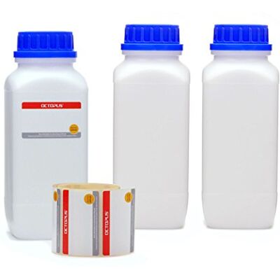 Octopus 3 frascos de boca larga de 1000 ml, com tampa de rosca, frascos para produtos químicos, frasco de laboratório Octopus 3 frascos de boca larga de 1000 ml, com tampa de rosca, frascos para produtos químicos, frasco de laboratório