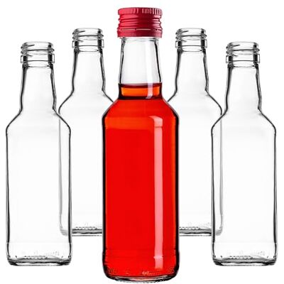 KADAX Garrafas de vidro para enchimento, 200 ml, 10 unidades, garrafas de licor vazias com tampa de rosca, garrafas de sumo, garrafas para licor, garrafas de licor (vermelho) KADAX Garrafas de vidro para enchimento, 200 ml, 10 unidades, garrafas de licor vazias com tampa de rosca, garrafas de sumo, garrafas para licor, garrafas de licor (vermelho)
