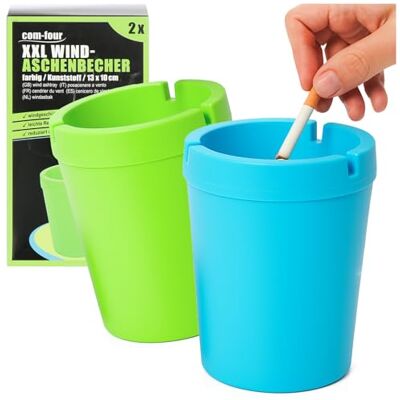 com-four ® 2 x XXL cinzeiros para exterior, copos de malha para tempestades com tampa, cinzeiros de carro, Ø 10 cm (verde azul) com-four ® 2 x XXL cinzeiros para exterior, copos de malha para tempestades com tampa, cinzeiros de carro, Ø 10 cm (verde azul)