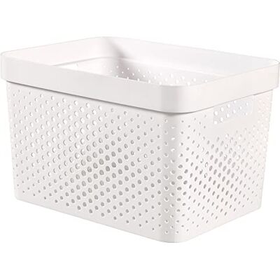 Curver , Bandeja de armazenamento Infinity 17 L, branca, 35,5 x 26,2 x 21,9 cm, plástico reciclado Curver , Bandeja de armazenamento Infinity 17 L, branca, 35,5 x 26,2 x 21,9 cm, plástico reciclado