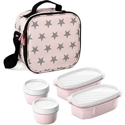 Tatay Saco Térmico Porta Alimentos Impermeável Urban Food Casual 3L 4 Marmitas: 2x0,5L + 2x0,2L Tripla Camada Isolante Corpo Semi-rígido Bolso Interior 22,5x10x22cm, Estrelas Rosa Tatay Saco Térmico Porta Alimentos Impermeável Urban Food Casual 3L 4 Marmitas: 2x0,5L + 2x0,2L Tripla Camada Isolante Corpo Semi-rígido Bolso Interior 22,5x10x22cm, Estrelas Rosa