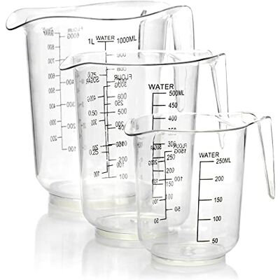com-four ® Conjunto de 3 copos medidores frascos antiderrapantes em 3 tamanhos 250 ml/500 ml/1000 ml ajuda de dosagem com escala em mililitros e gramas recipiente graduado com-four ® Conjunto de 3 copos medidores frascos antiderrapantes em 3 tamanhos 250 ml/500 ml/1000 ml ajuda de dosagem com escala em mililitros e gramas recipiente graduado