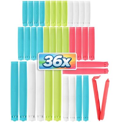 com-four ® 36 clipes de fecho de plástico em vários tamanhos e cores, para congelador, cereais, nozes ou café (36 peças 6 cm/8 cm/11 cm/14 cm) com-four ® 36 clipes de fecho de plástico em vários tamanhos e cores, para congelador, cereais, nozes ou café (36 peças 6 cm/8 cm/11 cm/14 cm)
