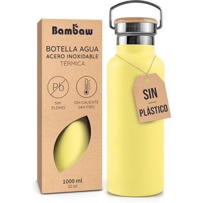Bambaw Garrafa térmica 1 litro, Garrafa de água amarela, Garrafa de água aço inoxidável 1 litro, Garrafa metálica, Garrafa de água para academia, Garrafa térmica aço inoxidável – Girassol amarelo Bambaw Garrafa térmica 1 litro, Garrafa de água amarela, Garrafa de água aço inoxidável 1 litro, Garrafa metálica, Garrafa de água para academia, Garrafa térmica aço inoxidável – Girassol amarelo