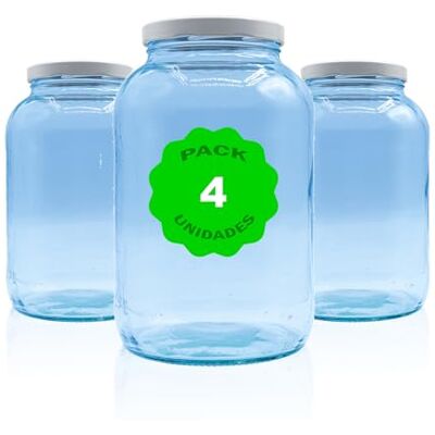 Generic Pack de 4 frascos, frascos, jarros, recipientes de vidro com tampa/fecho, ideal para armazenamento de alimentos, conservas, frutas e legumes. Diferentes tamanhos e cores. (Branco, Galão (3895ml)) Generic Pack de 4 frascos, frascos, jarros, recipientes de vidro com tampa/fecho, ideal para armazenamento de alimentos, conservas, frutas e legumes. Diferentes tamanhos e cores. (Branco, Galão (3895ml))