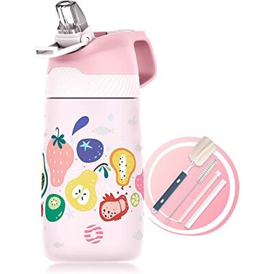 Fjbottle Crianças 350ml Garrafa de Água em Aço Inoxidável com Canudo, Sem Fugas, sem BPA, garrafa térmica Reutilizável Diseños infantiles y apertura con un botón, sin BPA y antifugas; incluye 2 pajitas, 1 cepillo para botella y 1 para pajita Fjbottle Crianças 350ml Garrafa de Água em Aço Inoxidável com Canudo, Sem Fugas, sem BPA, garrafa térmica Reutilizável Diseños infantiles y apertura con un botón, sin BPA y antifugas; incluye 2 pajitas, 1 cepillo para botella y 1 para pajita