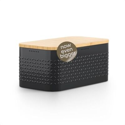 LARS NYSØM Panera Paneiras para guardar o pão metal caixa de pão 34,5 x 18,5 x 15,8 cm aço inoxidável perneiras tampa de bambu adaptável como tábua de cortar com almofadas LARS NYSØM Panera Paneiras para guardar o pão metal caixa de pão 34,5 x 18,5 x 15,8 cm aço inoxidável perneiras tampa de bambu adaptável como tábua de cortar com almofadas