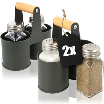 com-four ® 6 peças feito de vidro conjunto de agitador de especiarias de sal e pimenta com suporte de metal correspondente (02 peças com suporte) com-four ® 6 peças feito de vidro conjunto de agitador de especiarias de sal e pimenta com suporte de metal correspondente (02 peças com suporte)