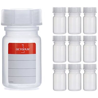 Octopus 10 frascos de pescoço de 50 ml de LDPE com tampa de rosca, frascos de química vazios, frascos de laboratório com tampa como recipiente de armazenamento para laboratório, cozinha ou hobby Octopus 10 frascos de pescoço de 50 ml de LDPE com tampa de rosca, frascos de química vazios, frascos de laboratório com tampa como recipiente de armazenamento para laboratório, cozinha ou hobby