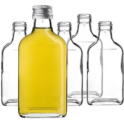 KADAX Frasco de 200 ml, 10 unidades, pequenas garrafas de vidro com tampa de rosca, garrafas vazias para enchimento, mini garrafas de licor, garrafas de licor (prata) KADAX Frasco de 200 ml, 10 unidades, pequenas garrafas de vidro com tampa de rosca, garrafas vazias para enchimento, mini garrafas de licor, garrafas de licor (prata)