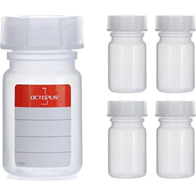 Octopus 5 x 50 ml frascos de boca larga de LDPE com fecho de rosca, garrafa vazia para químicos, garrafa de laboratório com tampa, como recipiente de armazenamento para laboratório, cozinha ou lazer Octopus 5 x 50 ml frascos de boca larga de LDPE com fecho de rosca, garrafa vazia para químicos, garrafa de laboratório com tampa, como recipiente de armazenamento para laboratório, cozinha ou lazer