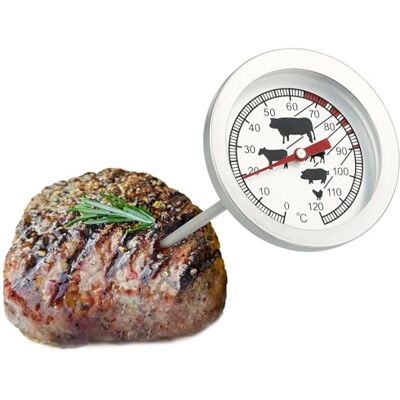com-four ® Termómetro para assados de aço inoxidável, termómetro analógico de carne até 120 °C, termómetro de grelha, agulha de carne, 10 cm (001 peça) com-four ® Termómetro para assados de aço inoxidável, termómetro analógico de carne até 120 °C, termómetro de grelha, agulha de carne, 10 cm (001 peça)
